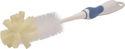 Produktbild von Flaschenbürste mit Schwammaufsatz - Weiß/Blau Reinigung von Flaschen und Gläsern