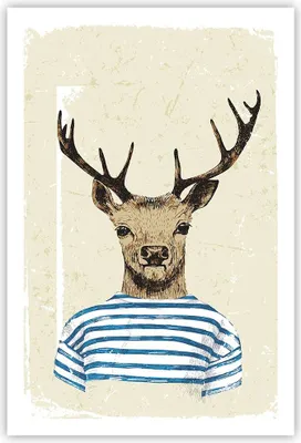 Produktbild von Poster - Poster ohne Rahmen - Hipster Anthropomorphismus Hirsch - 61x91,5 cm - Wand Bild - Wanddeko - Wandbilder - Kunstposter - Wandposter - Bilder - Kunstdruck - Wandbild - P2XPA61x91-4227