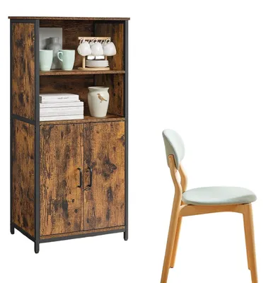 Produktbild von Beistellschrank mit Stauraum – Spanplatte – 60 x 35 x 125 cm – braun/schwarz