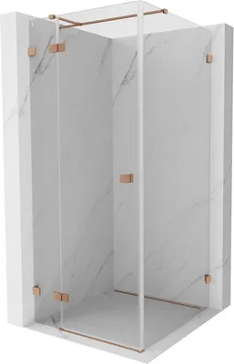 Image de Mexen Lunar T cabine de douche pivotante gauche 120 x 120 cm, transparent, cuivre brossé - 834T-120-120-65-00-L