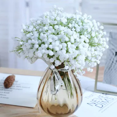 Produktbild von OKWISH Künstliche Schleierkränze,10 Stück, fühlen sich echt an, für Hochzeit, Party, DIY-Kranz, Blumenarrangement, Heimdekoration, Weiß