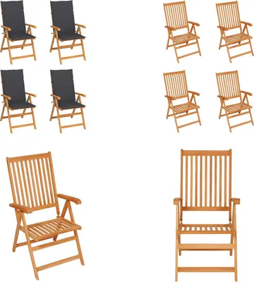 Produktbild von vidaXL Gartenstühle 4 Stk. mit Anthrazit Kissen Massivholz Teak - Gartenstuhl - Gartenstühle - Gartensessel - Klappstuhl