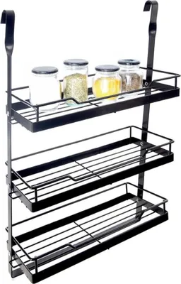Produktbild von Orion | Hängendes Küchenregal - Schwarz - 32x11x46 Cm - Dreistufiges Regal - auf Reling aufhängbar