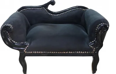 Produktbild von Casa Padrino Barock Hunde & Katzen Chaiselongue Sofa Schwarz /Schwarz Hundebett & Katzenbett - Limited Edition