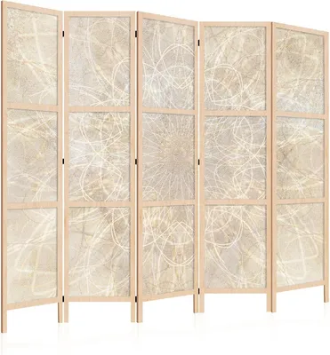 Productafbeelding van Kamerverdeler met 5 panelen - Paravent vouwscherm - Creëer privacy - Enkelzijdig ontwerp - 225x172cm - Boho Japans