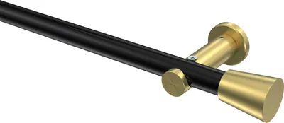 Produktbild von Interdeco Gardinenstange / Vorhangstange Schwarz / Messing-Optik, Typ Platon Sitra (Konus) ohne Ringe, 20 mm Ø 1-läufig, 160 cm