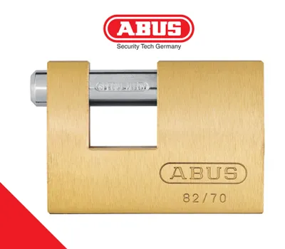 Produktbild von ABUS Vorhangschloss Monoblock 82/70 Messing Vorhängeschloss 70mm Schloss Blockschloss