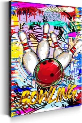 Produktbild von Bowling Graffiti Pop Art Style Wandbild Leinwandbild Kunstdruck XL Wanddeko: 60x90x4cm