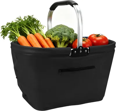 Produktbild von Einkaufskorb GAESHOW Einkaufskorb faltbar 35 Liter, Picknickkorb mit gepolsterten Griffen, Tragekorb mit Aluminiumrahmen, robuste Einkaufstasche für L