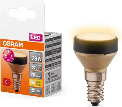 Produktbild von Osram LED Star Flat Lamp 3,5W = 26W E14 matt 270lm warmeiß 2700K 3-Stufen-Dimmbar + Aufsatzringe