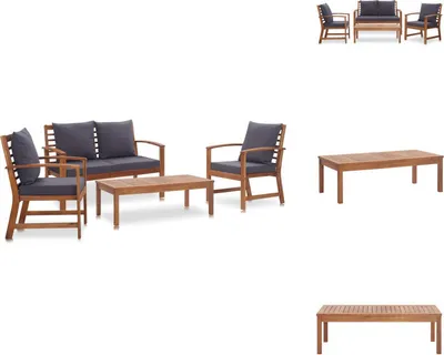 Obrázek produktu pro vidaXL Zahradní lounge set s polštáři 4-dílný z masivního dřeva akácie - Sety zahradního nábytku