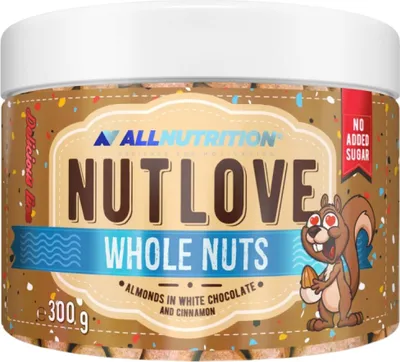 Produktbild von ALLNUTRITION 5902837736815, Nussaufstrichpulver, Mandel, Schokolade, 300 g, 555 kcal, 2296 kJ, 42 g