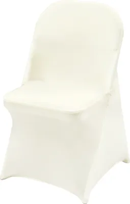 Image de SucceBuy Housses de chaises en Élasthanne élastique pour chaises pliantes, housses de chaises à la coupe universelle, protection amovible et lavable. 50 pièces, blanc ivoire, pour les mariages, les fêtes et plus encore