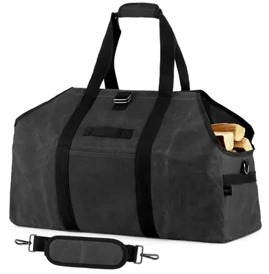 Obrázok produktu pre Kabelka Kaminholztasche, extra veľká, tmavosivá, voskované plachtové plátno, 63 x 25 x 43 cm