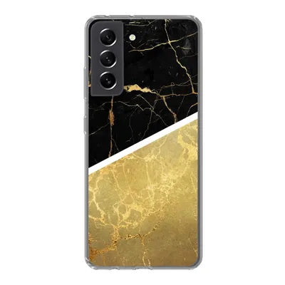 Produktbild von MuchoWow® Handyhülle Schutzhülle Hülle für Samsung Galaxy S21 FE Marmor - Schwarz - Gold Silikon Softcase Handy Hülle - Mobiltelefonhülle