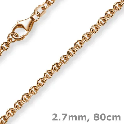 Produktbild von 2,7mm Kette Collier Rundankerkette aus 750 Gold Rotgold, 80cm Uni