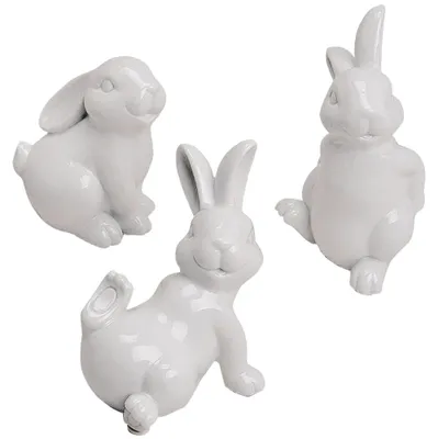 Produktbild von Osterhasen Porzellan weiß 3er 10-15cm