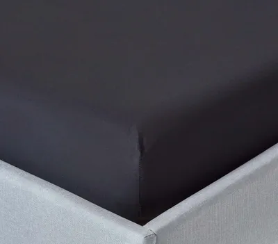 Obrázek produktu pro HOMESCAPES napínací prostěradlo z perkalu 100 x 200 cm – černé, 100 % egyptská bavlna