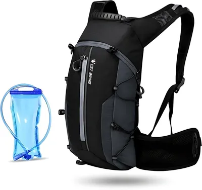 Productafbeelding van CarryQuest® - 16 liter fietstrugzak met 2 liter drinkzak, zwart