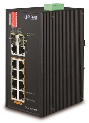Produktbild von PLANET IFGS-1022HPT, Unmanaged, Fast Ethernet (10/100), Vollduplex, Power over Ethernet (PoE), Wandmontage