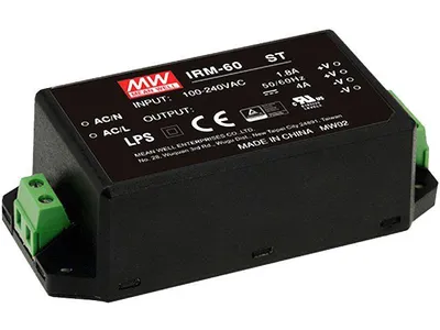 Produktbild von MeanWell Schaltnetzteilmodul mit geschlossenem Gehäuse und Schraubklemmen 5V / 10A