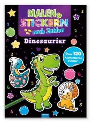 Produktbild von Trötsch Beschäftigungsbuch Malbuch Malen und Stickern nach Zahlen Dinosaurier