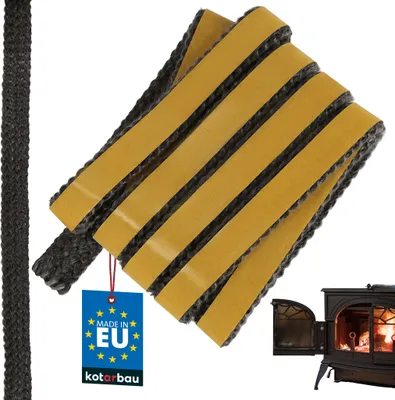 Obrázok produktu pre KOTARBAU® Krbová tesniaca páska Samolepiaca tesniaca páska zo sklených vlákien 18 x 4 mm na krbové kachle 2,5 m Krbové tesnenie Krbová tesniaca páska Tepelne odolná čierna