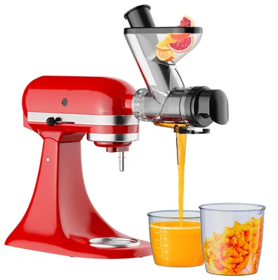 Saftzentrifuge-Aufsatz für Küchenmaschine, Slow Juicer, 2 Einfüllöffnungen