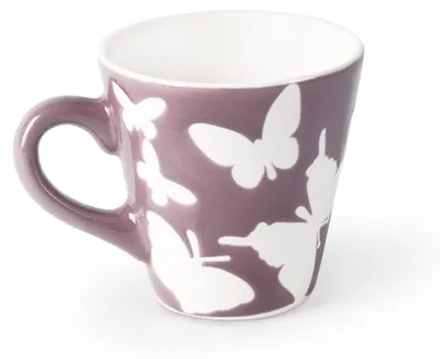 Kaffeetasse aus Porzellan, 9 cl, Schmetterlingsdekor, spülmaschinenfest
