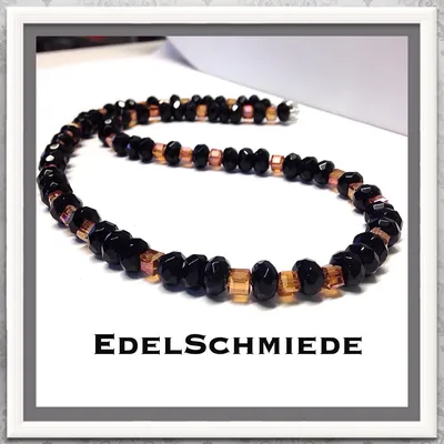 Produktbild von Edelschmiede925 Onyxkette  mit Glaswürfeln inkl Magnetschließe 925