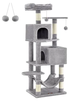 Image de Arbre à chat en sisal et en peluche – Dimensions : 49 x 40 x 155 cm