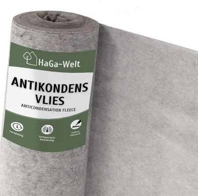 Produktbild von HaGa-Welt Antikondensvlies selbstklebend, 1,2m breit, 95 g/m² Meterware – Kondensationsschutz für Dächer, Gartenhäuser, Garagen & unisoliert Gebäude, atmungsaktiv & kondenswasser-absorbierend
