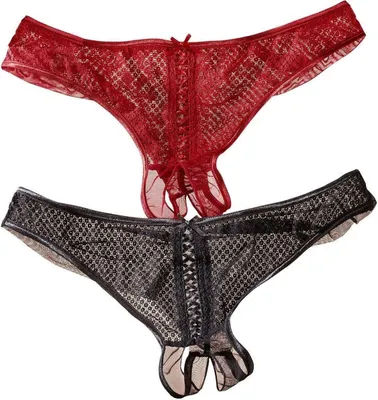 Produktbild von Petite fleur gold String-Ouvert vorne mit y Schnür-Optik rot+schwarz Größe 32/34