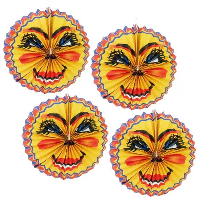 4 Papierlaternen mit Mondmotiv, Ø 26 cm, rund