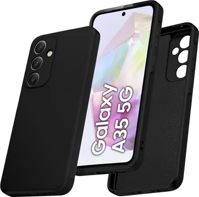 Image de Etui pour Samsung Galaxy A35 Etui en silicone liquide souple, antichoc en caoutchouc Noir