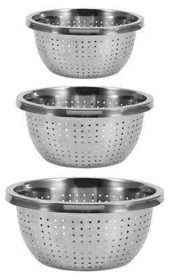3er-Set Edelstahl-Siebe, mikrogelocht, spülmaschinengeeignet