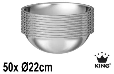 Produktbild von 50tlg. Schüsselset Edelstahl: Schüsselgröße Ø22cm / Füllmengen: 1500ml / 50x Schüsseln Ø22cm
