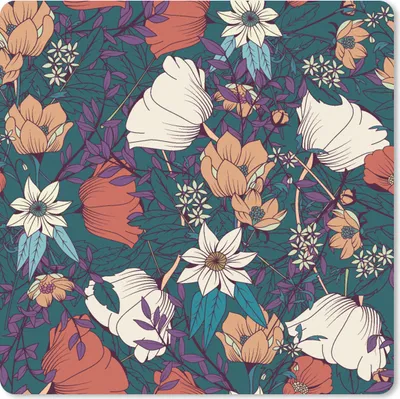 Produktbild von MuchoWow® Mauspad Mousepad Botanisch - Vintage - Blumen 20x20 cm - Mousepads - Maus Mat - Pad - Mausunterlage - Desk Mat - Bureauartikeln