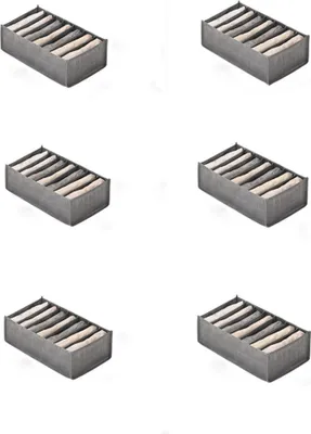 Produktbild von 6 Stück Kleiderschrank Organizer, Aufbewahrungsbox 7 Fächer, Schrank Organizer, Schubladen Organizer faltbar,für Hosen, Kleidungen,Grau klein