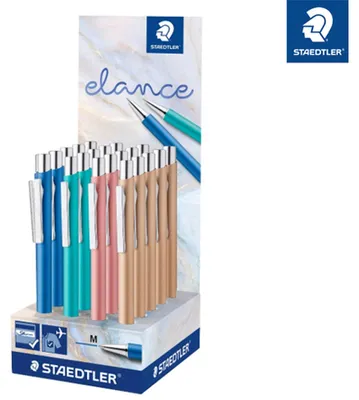 Zdjęcie produktu dla Staedtler elance, Spinacz, Przyciskany długopis, Możliwość ponownego napełnienia, Niebieski, 20 szt.