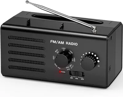 Immagine prodotto di Radio AM/FM portatile con uscita per cuffie - radio da viaggio compatta per emergenze e campeggio - nera