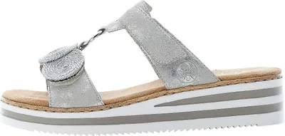 Produktbild von Rieker Damen Clogs Plateau Pantoletten Keilabsatz V02K3, Größe:40 EU, Farbe:Grau