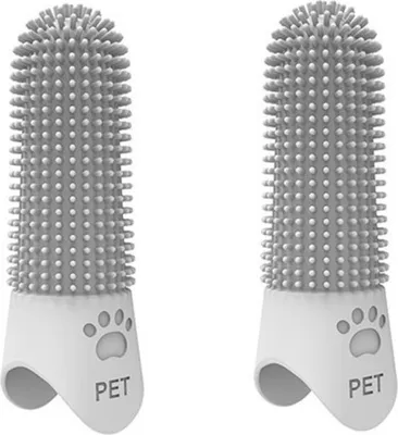 Image de INF Manchons de brosse à dents longs pour animaux de compagnie (lot de 2) Gris