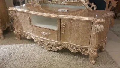 Image de Casa Padrino Luxe Armoire TV baroque or antique 220 x 55 x H. 65 cm - Armoire TV somptueuse en bois massif - Meubles de salon baroques