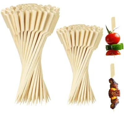 Produktbild von Holzspieße - 200 Stück - Für Snacks, Buffets, BBQ, Kebabs, Hamburger, Gemüse und Obst - 12/9 cm