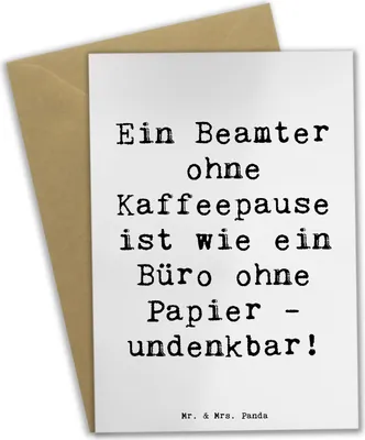 Produktbild von Mr. & Mrs. Panda Grußkarte Spruch Beamter Kaffeepause - Weiß - Geschenk, einzigartige Geschenke, Berufspassion, mit Herz, Berufsgruppe, öffentliche Verwaltung, Beruf