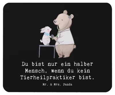 Produktbild von Mr. & Mrs. Panda Mauspad Tierheilpraktiker Herz - Schwarz - Geschenk, mousematte, pc mausunterlage, mousepad, Mouse Pad
