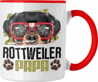 Produktbild von Trendation - Rottweiler Papa Besitzer Tasse Geschenk Lustiger Spruch Geschenkidee Rottweiler Liebhaber (Rot)