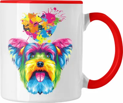 Produktbild von Trendation - Yorkie Herz Farbe Besitzer Tasse Geschenk Lustiger Spruch Geschenkidee Yorkie Liebhaber (Rot)