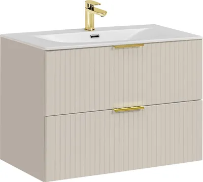 Immagine prodotto di Mobile Bagno 80 Cm Cashmere Opaco Con Lavabo In Vetroceramica